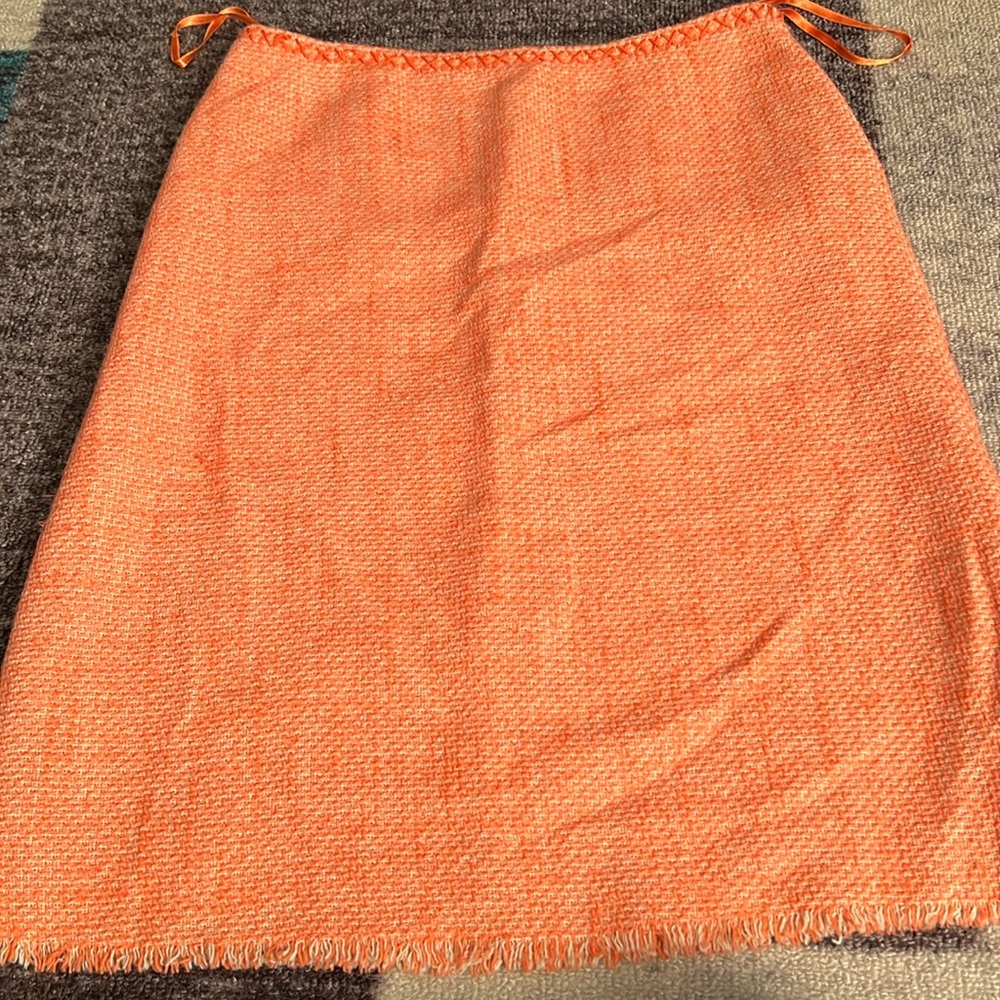 Tahari Orange Size 4 Wool Blend Pencil Skirt